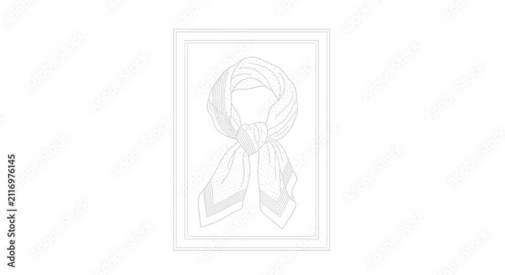 Fototapeta premium Elegant scarf illustration in a frame