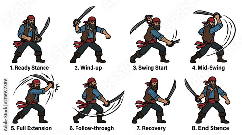 Konstfotografi Pirate Sword Fighting Action Sequence Animation Frames