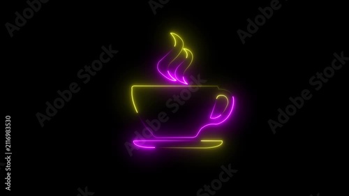 Coffee Cup Icon Animation on Black Background