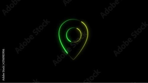 Location Pin Icon Animation on Black Background