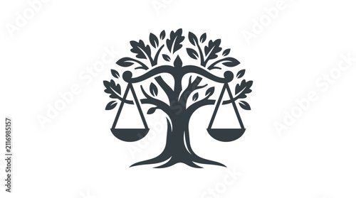 Obraz na płótnie Tree of Justice Symbol with Scales