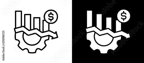 Quadro su tela Business Failure whiteblack icon