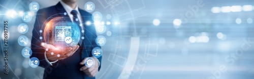 Digital analyst hand-holds accurate global WEB ANALYTICS insight network, tracking user behavior and site traffic. Data-driven strategy improves online marketing and conversion rates well.