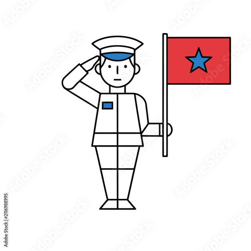 Soldier Saluting with Flag