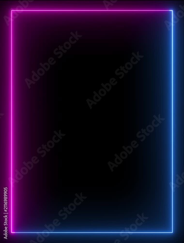 Animation of glowing neon rectangles abstract background. Seamless loop animated rectangle picture frame. live streaming neon text frame animation. Abstract glowing neon light rectangle animation.