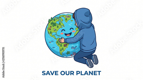Love Our Planet Earth Environmental Conservation Illustration