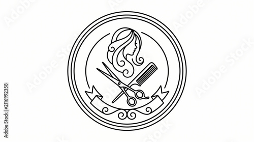 Hair salon logo emblem icon.