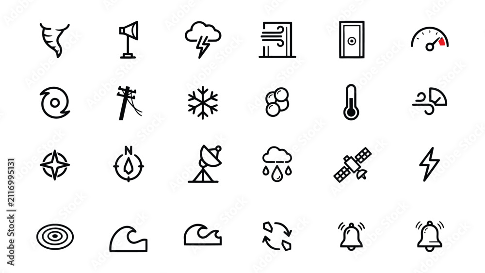 Fototapeta premium Collection of Minimalist Weather and Science Icons with Transparent Background for Various Uses