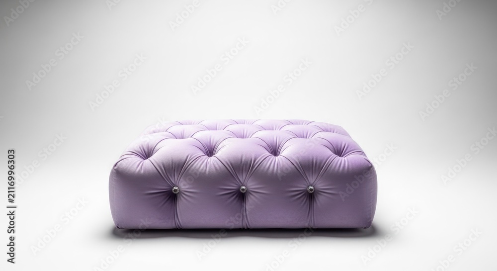 Obraz premium Luxurious Tufted Rectangular Ottoman in Soft Lavender Velvet.