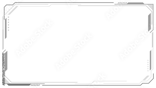 Gray Futuristic HUD Frame Border Transparent PNG Minimal Technology Overlay