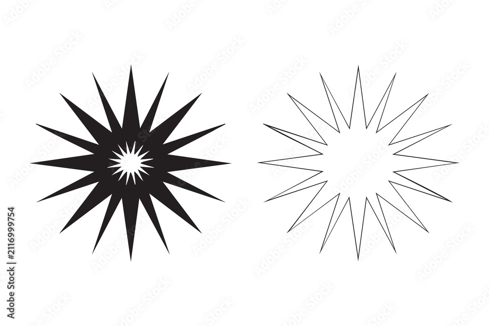 Obraz premium Abstract Eight Point Compass Star Vector Icon Collection Isolated on White