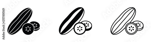 Cucumber icon. Fresh cucumber vegetable slice icon with cucumber vegetable ingredient nutrition minimalist illustration foodstuff. 