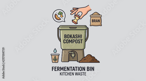 Foto Bokashi Fermentation Bin for Kitchen Waste Composting