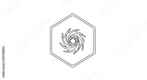 hexagon logo with swirl design
