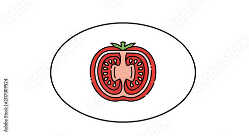 Healthy Tomato Slice Icon - Fresh Food Vector Illustration