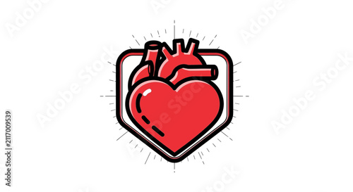 heart anatomy icon, red heart symbol