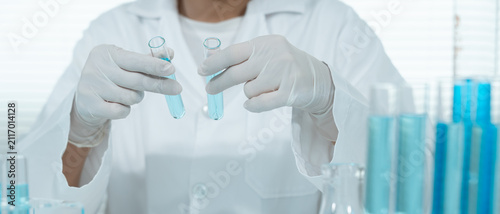 Obraz na płótnie Scientist analyze biochemical sample in advanced scientific laboratory
