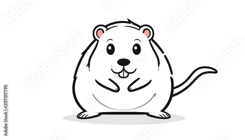 Cute cartoon polar bear sitting happily.