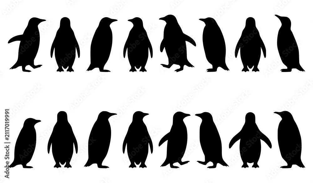 Obraz premium Minimal Penguin Silhouette Collection Vector EPS10