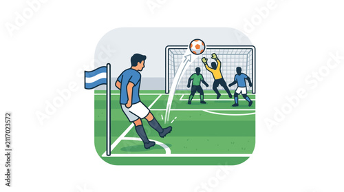 Fotografie Soccer player taking corner kick in stadium match