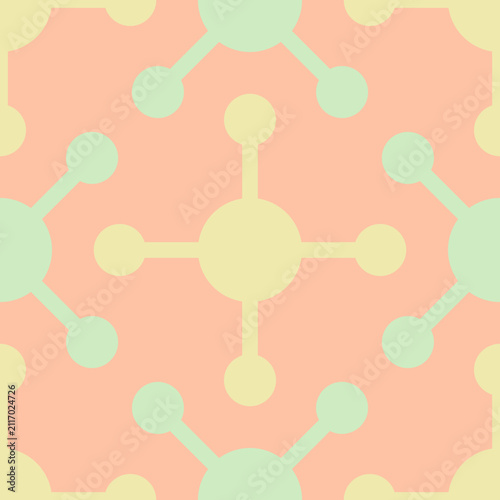 Pastel Abstract Seamless Pattern with Connected Molecule and Node Network Lines