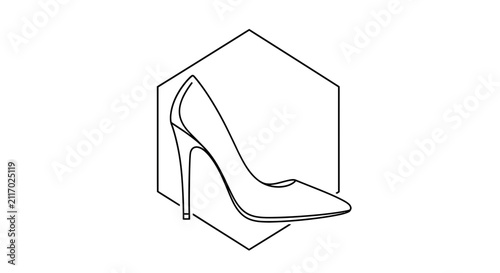 high heel shoe in hexagon, fashion icon