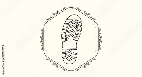 hiking shoe sole, floral hexagon