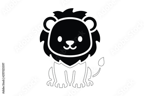 Cute Baby Lion Black Face Icon Cartoon Wildlife Vector Illustration