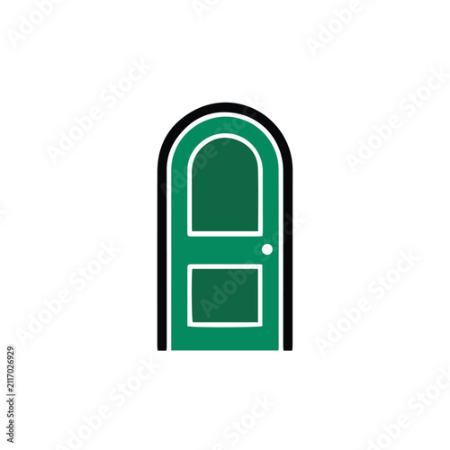 green door isolated on white background