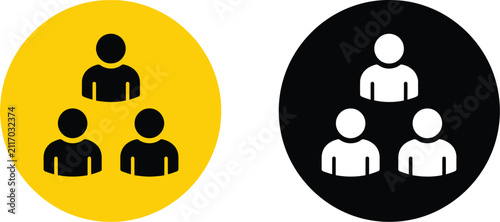 Team group icons displayed in bright yellow and deep black circles for modern professional interface design