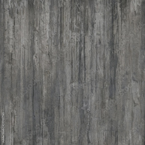 Water-stained weathered concrete seamless texture, grunge cement background