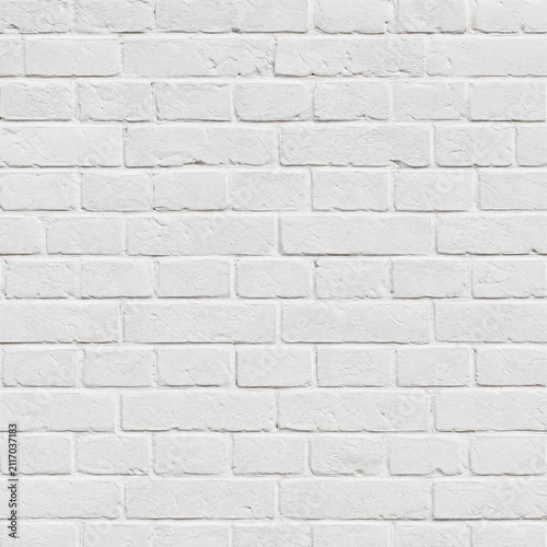 White painted brick wall seamless texture, clean masonry background