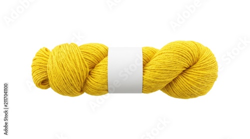 Bright Yellow Skein of Wool Yarn Isolated on White Background, Essential Material for Knitting and Crochet Projects