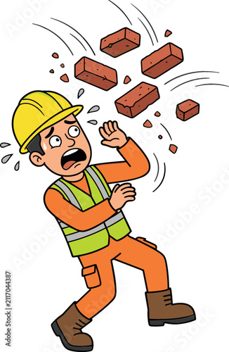 Quadro su tela Industrial Construction Site Accident Concept Vector Illustration Featuring Flat
