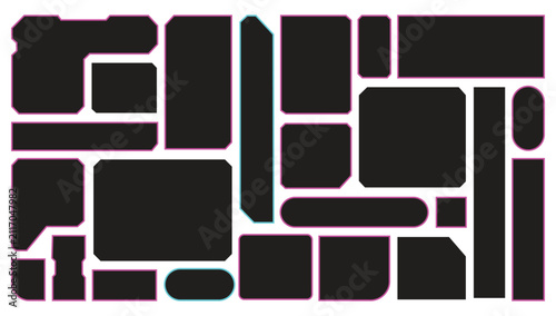 Sci fi decal vector shapes tech greeble hud element kit