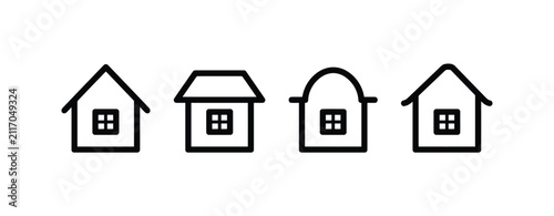 House vector icons representing multiple building styles