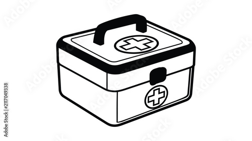 First-aid vector kit featuring medical cross symbols, emergency