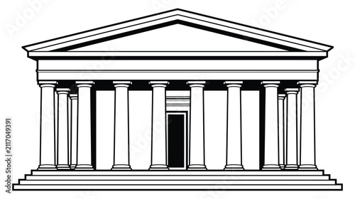 Building vector architectural icon of classic stone structure