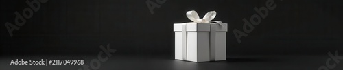 Open white rectangular gift box isolated on black , box, present