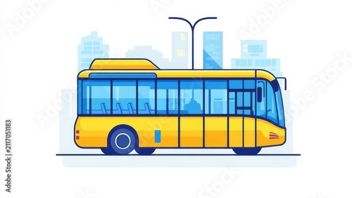 Yellow public transit bus vehicle icon illustration for city transport design and modern urban travel concept graphics.