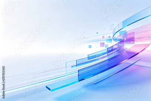 Abstract Transparent Curved Glass Elements For Digital Design And Technology Background