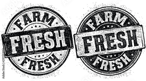 Farm fresh stamp vector icon grunge style ink effect