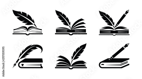 Book icon collection of vintage literature and writing