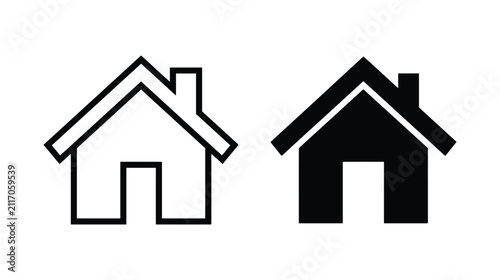 Home icon vector silhouette showing residential house