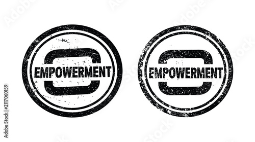 Empowerment vector stamp set with grunge texture design, isolated