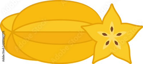 Canvastavla Star fruit or carambola whole and sliced isolated on white background