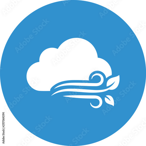 Konstfotografi Windy weather icon with cloud and leaves