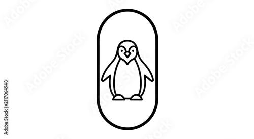 Cute penguin icon, outline illustration, simple, modern, isolated on white background
