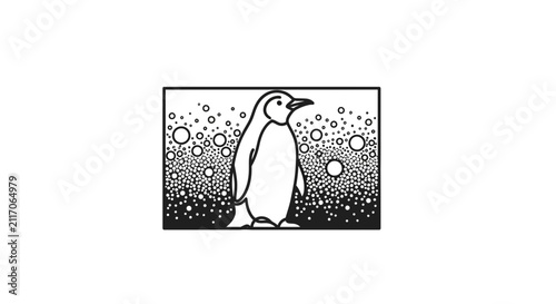 cute penguin in bubbles
