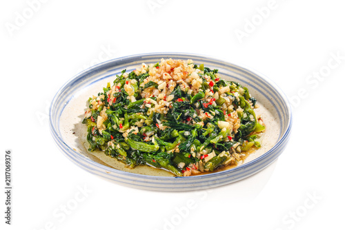 Foto Spicy Garlic Bok Choy Stir-Fry - Popular Asian Green Vegetable Dish with Chili a